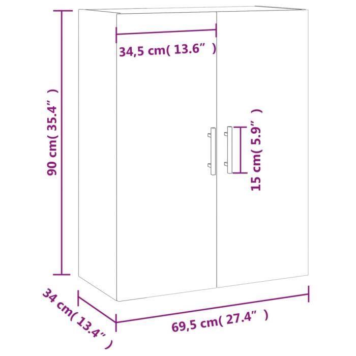VidaXL Armoire murale chêne sonoma 69,5x34x90 cm 828447
