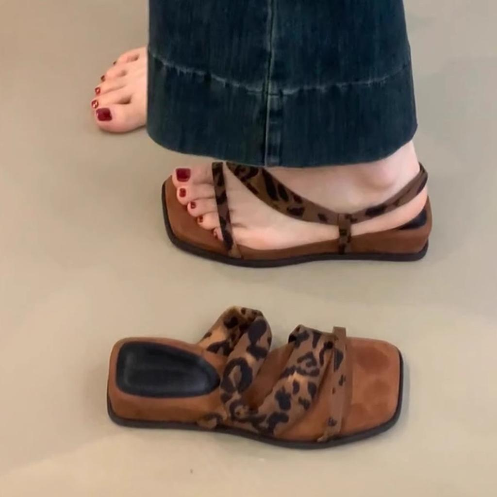 Sheepskin Version Two Wear Thick-soled Comfortable Leather Sandals Women's Retro Vacation Style Soft Bottom with Skirt One Word with Sandals