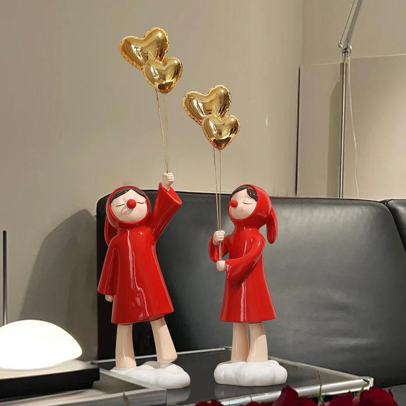 Creative Balloon Girl Home Decoration Living Room TV Cabinet Porch Light Luxury Decoration Office Desktop Decoration