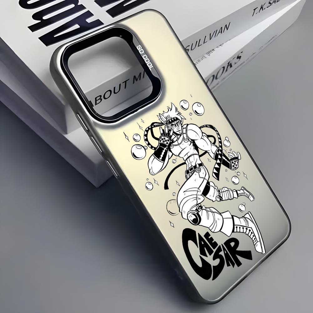 Anime Cool J-Jojos Phone Case For iPhone 16 15 14 13 12 11 Pro Max Grey Black Matte Laser Metallic Aurora Funda