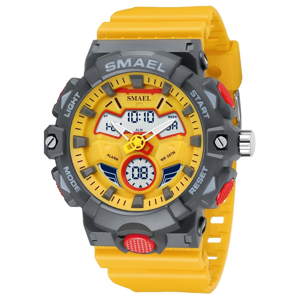 SMAEL 8085 Sports Night Light Waterproof Men's Electronic Watch Cool Dual Display Multi Functional Outdoor