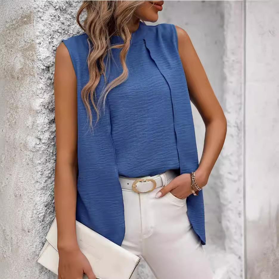 IHUASU Fake Two Shirt Design Sense Stitching Shirt Top