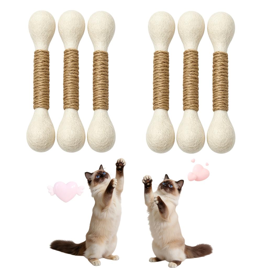 Cat Toys for Indoor Cats, Interactive Cat Toy Qtip Bunny Rabbit Kicker Chew Stick, Durable Bite Resistant Cat Scratcher Teething Toys for Kittens