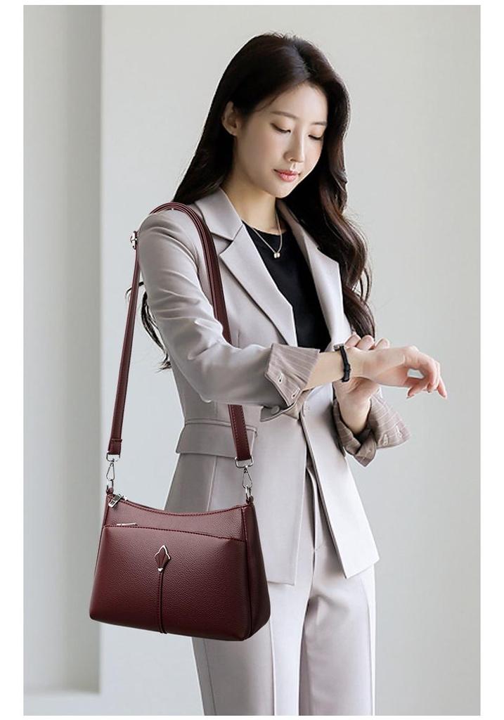 Autumn/Winter Soft Leather Multi-layer Shoulder/Crossbody Bag for Women - Versatile and Spacious Design