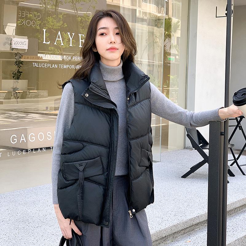 

Down Cotton Vest Short Stand Collar Sleeveless Waistcoat Jacket Cotton Vest Women s Wear. XXL
