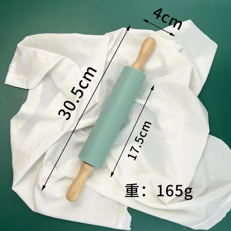 

Деревянная ручка Силиконовая скалка Антипригарное помадное тесто для раскатывания теста Кухонные принадлежности для выпечки печенья, кексов, пасты