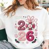 Happy New Year 2026 Crochet Yarn Design Digital Download Autumn and Winter Thermal Hoodie Long Sleeve Sweatshirt Adult Pullover