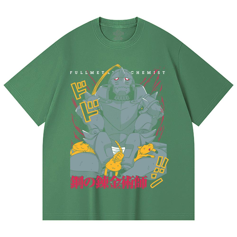 T-shirt Unisex in Cotone Pesante 230 g/m² 100% Cotone con Stampa Fullmetal Alchemist V4 Alphonse
