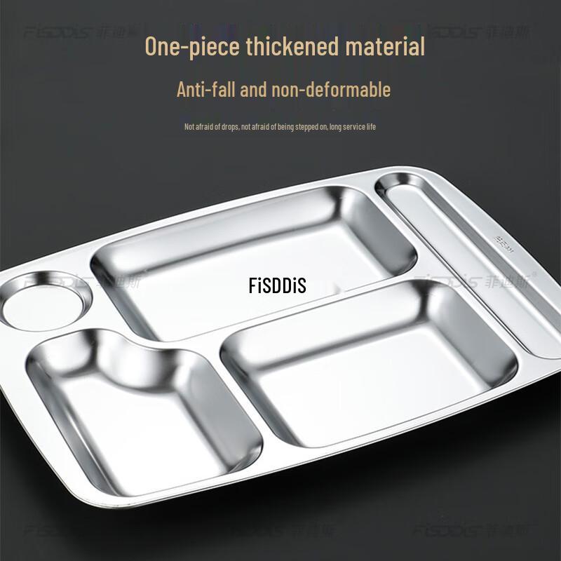 FISDDIS 304 Stainless Steel Multi-Compartment Meal Tray