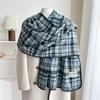 Retro plaid scarf women's autumn and winter new lock edge Korean version thickened warm scarf couple Korean dual-purpose shawl