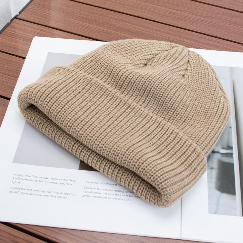 High quality solid color light board wool hat autumn and winter warm knitted hat men's and women's versatile ear protection hat windproof cold hat