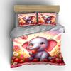 Baby Elephant Strawberry Decor Set Bedding Set with 1 Duvet Cover 2 Pillowcases Single Double King Queen, Gift