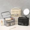Zipper Double-layer Storage Bag Transparent Perspective Makeup Bag Toiletries Organizer  Travel