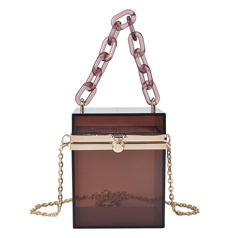 2025 summer Korean version acrylic transparent box chain small square bag portable shoulder messenger women's bag portable