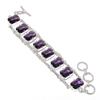 African Amethyst Cushion Shape Gemstone Bracelet Gift Adjustable Link Jewelry 7"