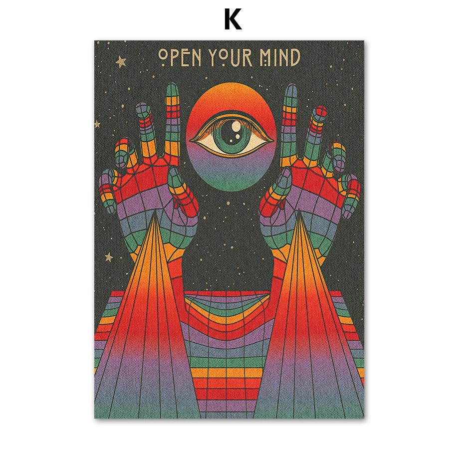 Psychedelic Eye Mushroom Rock Band Retro Boho Wandkunst Nordic Poster Leinwand Malerei Drucke Wandbilder für Wohnzimmer Dekor