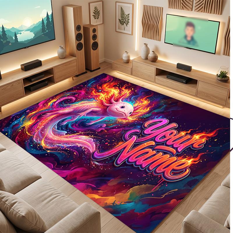 Decorative Artwork Theme Soft Crystal Velvet Rug Custom Name & Text Print Non Slip Floor Rug for Bedroom Living Room