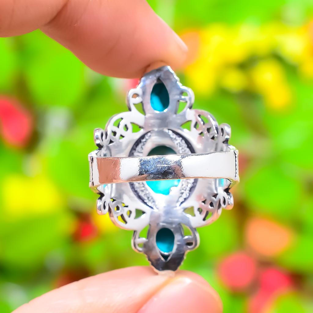 Santa Rosa Turquoise Gemstone 925 Sterling Silver Gift Jewelry Ring Size 6