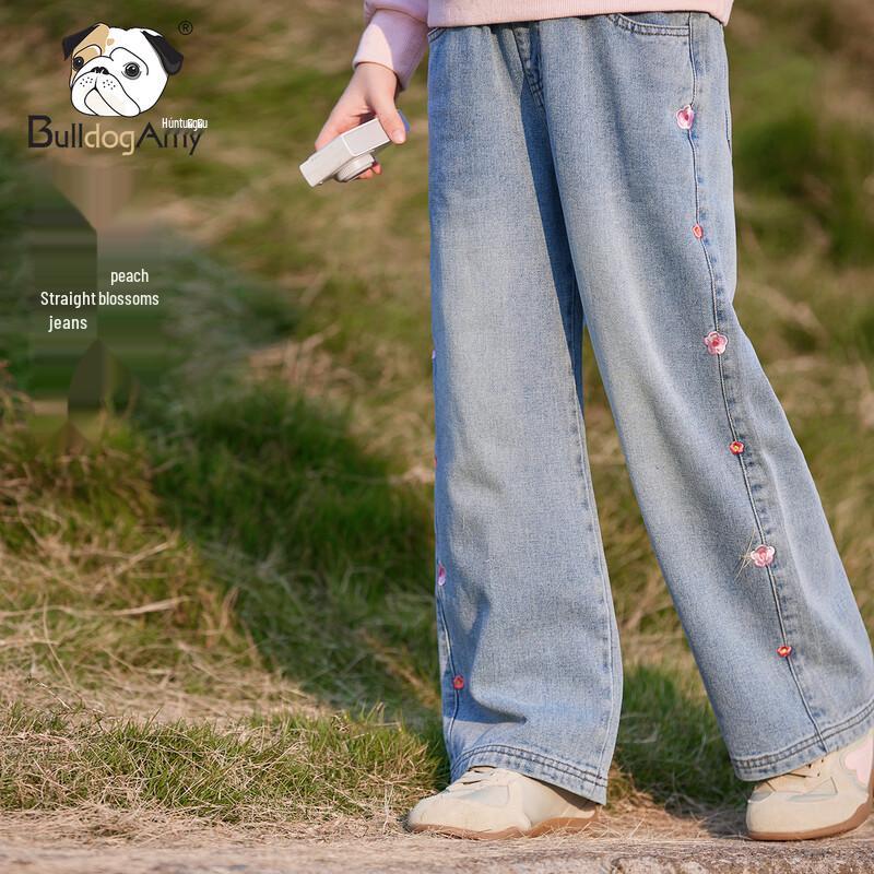 CHANZUIGOU Girls  Heart Pattern Straight-Leg Jeans 150 cm