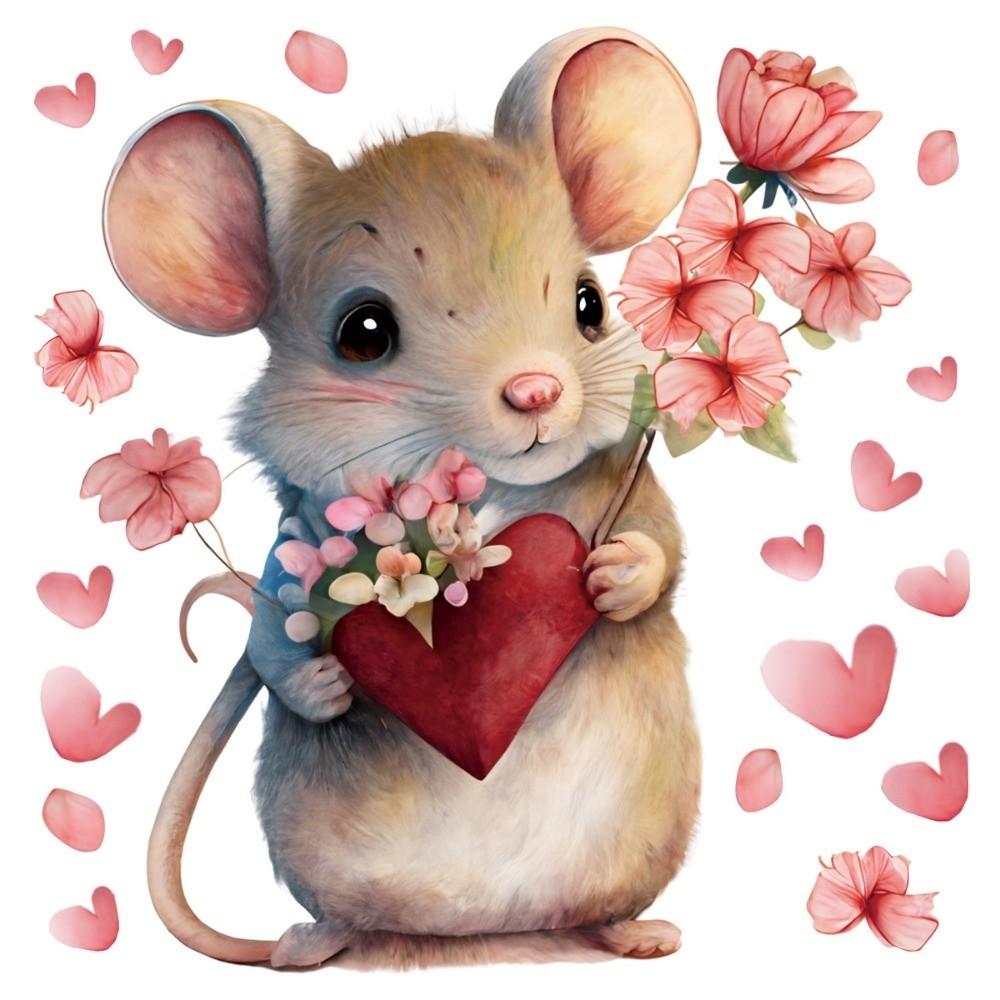 PVC Valentine's Day Window Stickers Animals Cats Bears Mice Cartoon Electrostatic Decal for Home