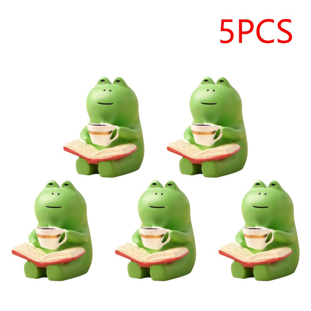 3/5PCS Frog Resin Put Mini Lovely Cure Small Desk Lamp Decoration Rocking Chair Reading Table Top Ornament Home Desk Handicraft