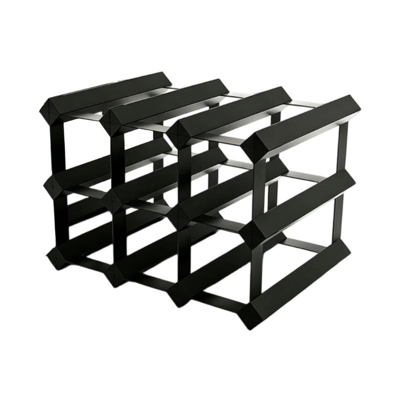 Horizontal Wine Bottle Holder 9 Bottle Countertop Rack, Freestanding Black Display Frame for Kitchen Counter and Dining Table Room Use