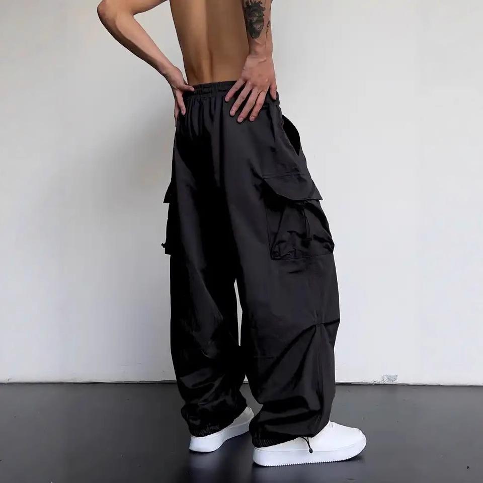 2025 Men's High-Waist Quick-Dry Wide-Leg Cargo Parachute Pants