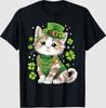 St Patricks Day Cat Leprechaun Hat Shamrock Saint Pattys Day T-Shirt