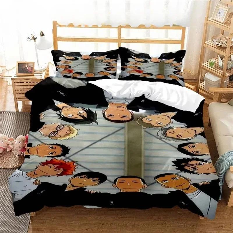 3d Print Volleyball Anime Haikyu Bedding Set Printed With Pillowcase Bed Duvet Cover Soft Single Double Queen Super King Size