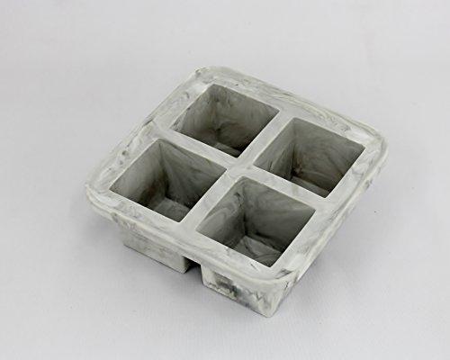Maitre Francais IT-SL4 GM Silicone Ice Tray, 4-Cavity, Gray Marble, Square, Large Cube