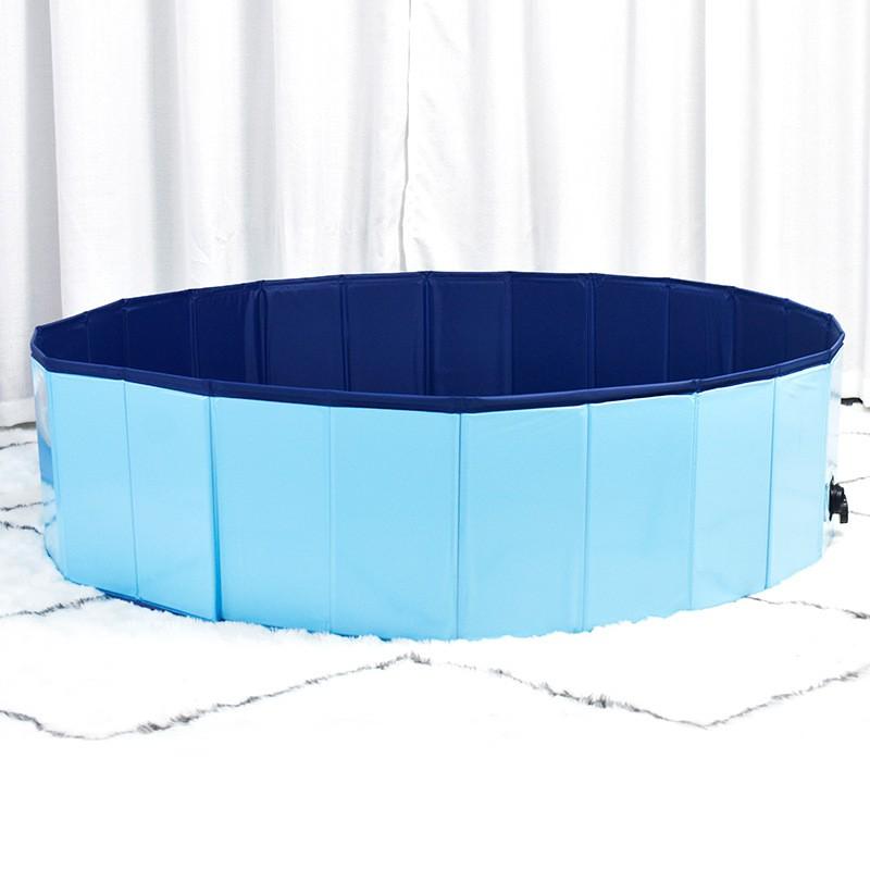 Piscina Portatile Pieghevole in PVC per Bagnetto Animali Cani Taglia Grande 160x30cm O 120x30cm Blu Rosso