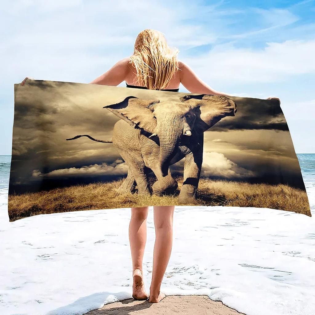 Elephant Beach Towels Quick Dry Microfiber Soft and Absorbent Bath Towel Outdoor Travel Oversized Beach Towel for Adults Kids