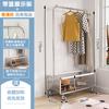 Floor Standing Bedroom Mobile Coat Rack Indoor Drying Storage Shelf Clothes Organizer with Hooks Homewear Hanger