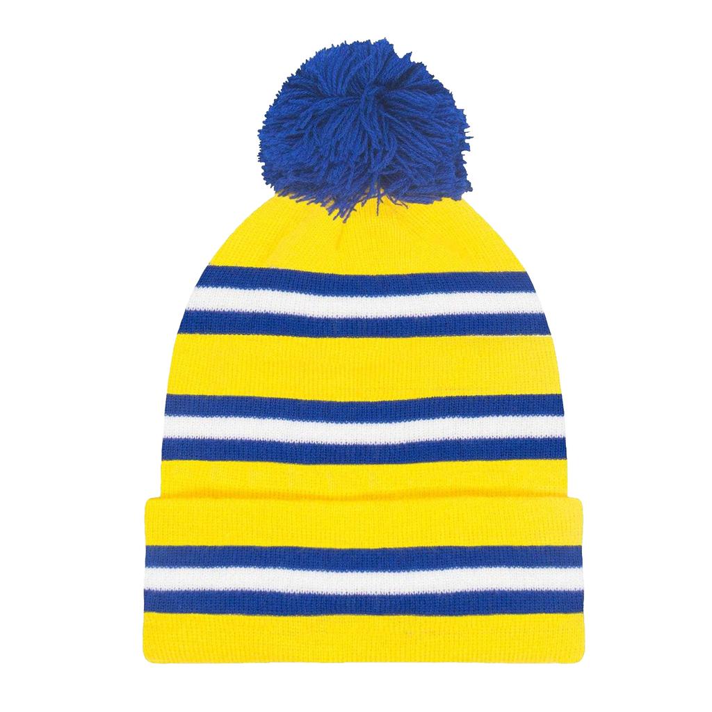 Fan Originals Leeds Contrast Striped Bobble Beanie