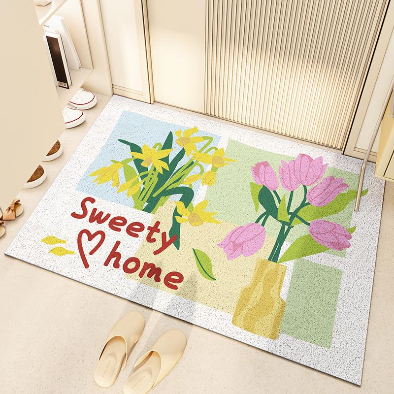 

Коврик для пола с рисунком, грязеотталкивающий, проволочное кольцо, полукруглый, для удаления пыли, песка, коврик для ног из ПВХ, противоскользящий, коврик для входной двери 45*75cm