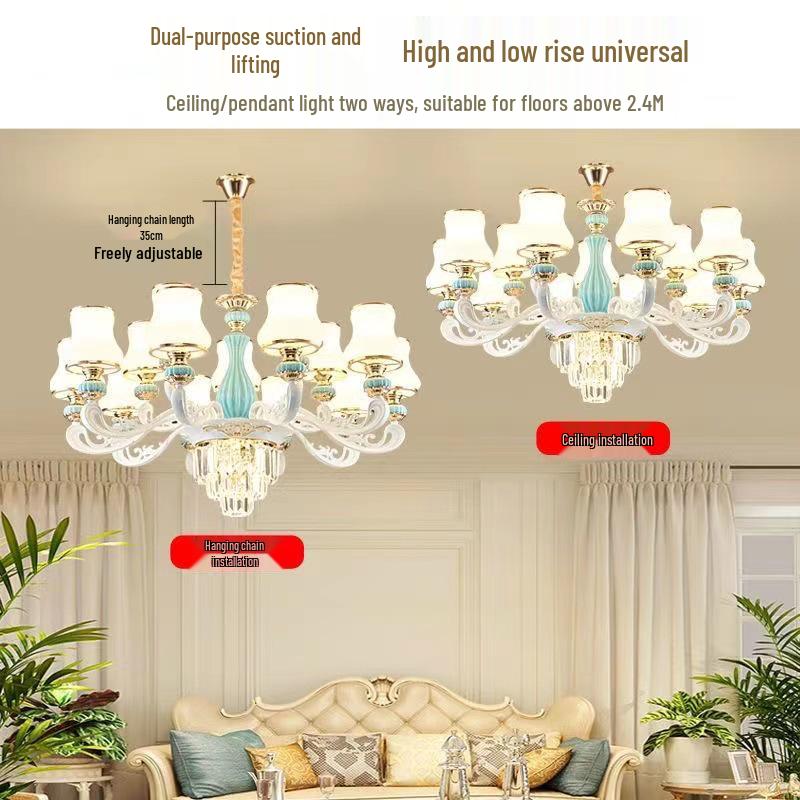 New 2024 European Crystal Chandelier for Living Room and Master Bedroom Luxury Lighting.