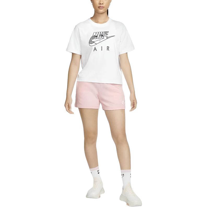 Nike Sportswear Boxy Large Logo Print Crew Neck Short Sleeve T-Shirt Women Tops White DQ3269-100