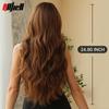 Lange gewellte braune Ombre-Synthetik-Perücken, natürliches Haar, gewellte Damen-Perücken mit Pony, hitzebeständig, tägliche Verwendung, Cosaply für schwarze Frauen