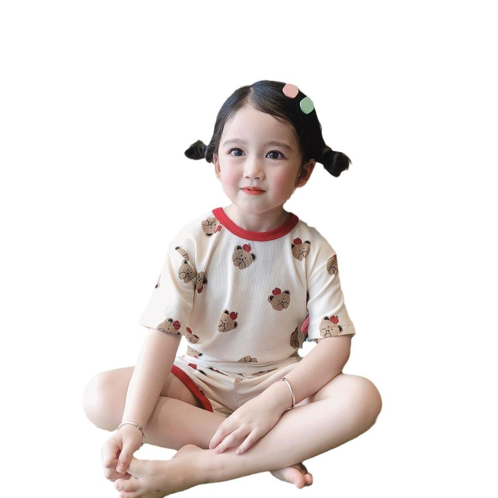Ice Silk Baby Summer Pajamas - Short-Sleeved and Loose Fit for Boys and Girls