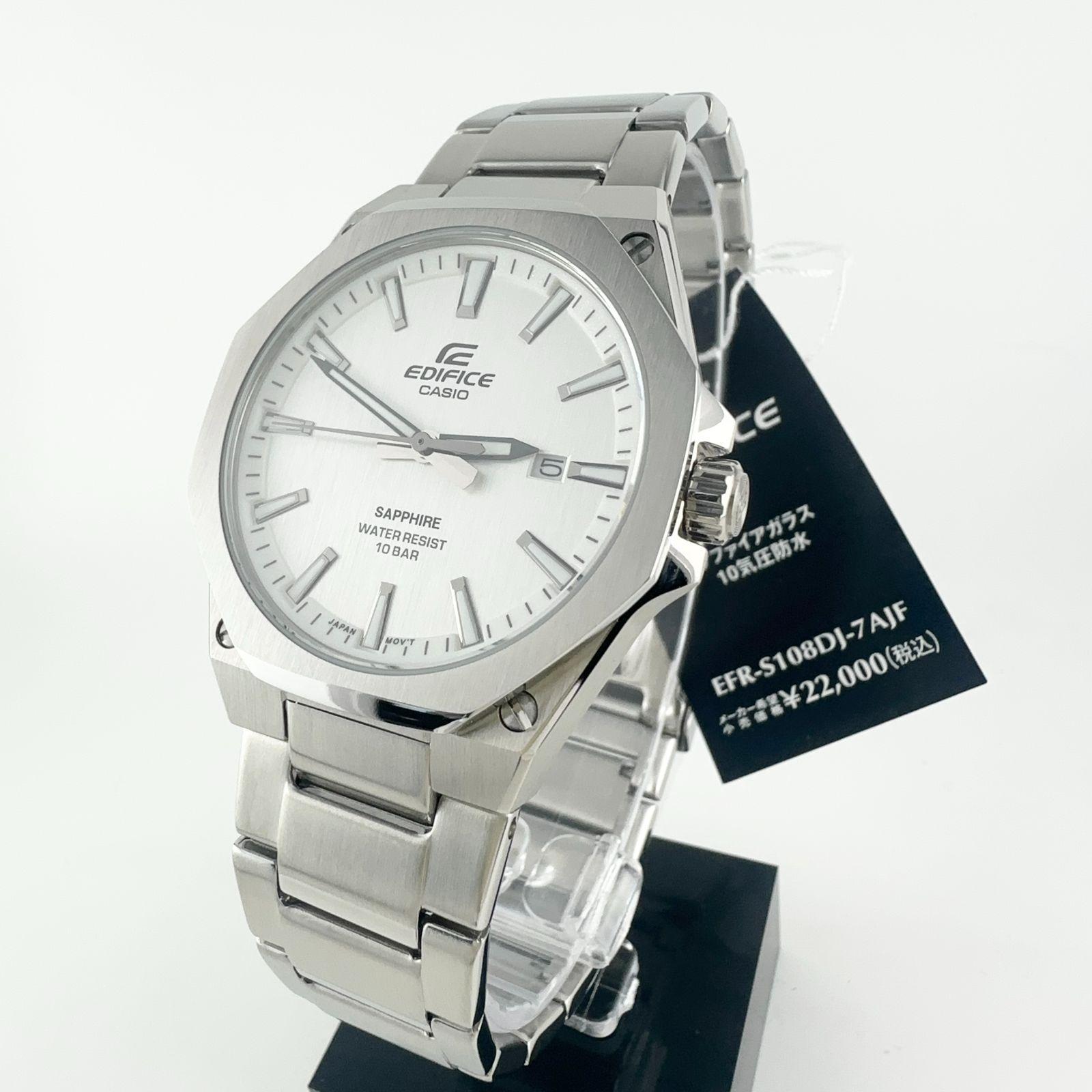 Used New and unused  CASIO Casio watch EDIFICE [Domestic genuine product] Sapphire glass dial white EFR-S108DJ-7AJF Men s Silver