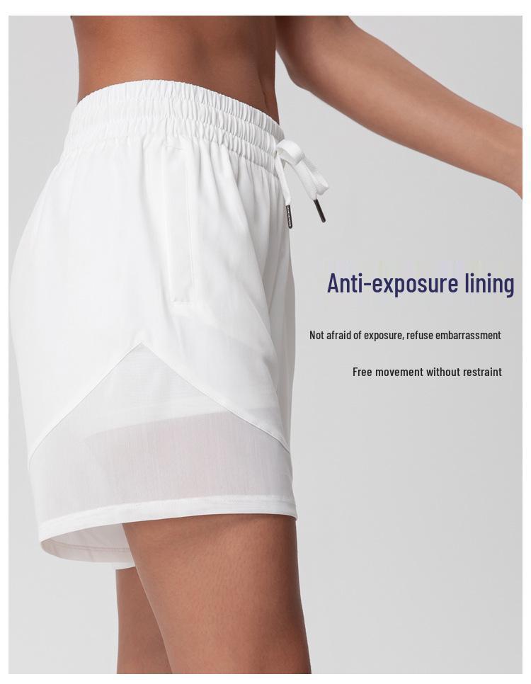 Spot Women's Summer Quick-Drying Sports Shorts - Casual Mid-Length Loose Fit, Wide-Leg, Anti-Exposure, European & American Douyin Trend Style