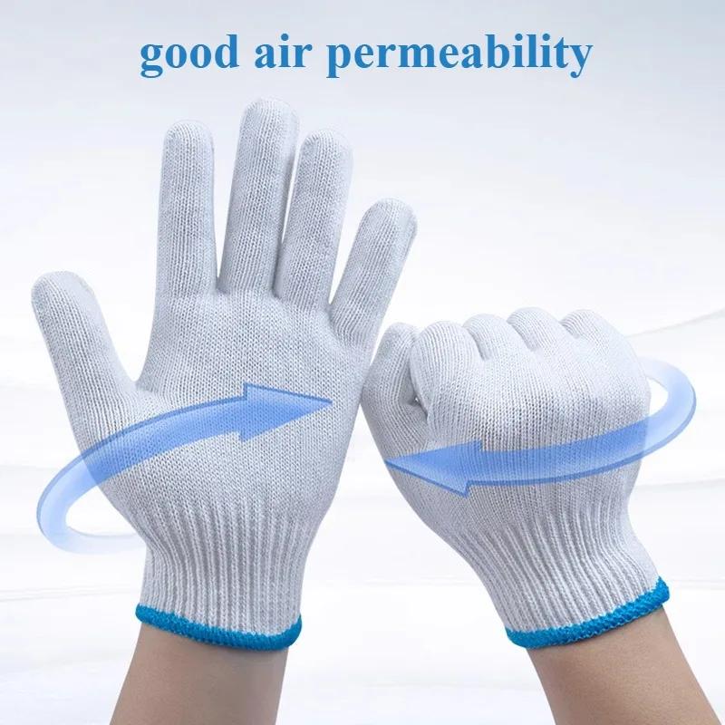 6/12pairs Lampshade Cotton Non-slip and Wear-resistant Construction Site Work Gloves, Encrypted White Labor Protection Gloves