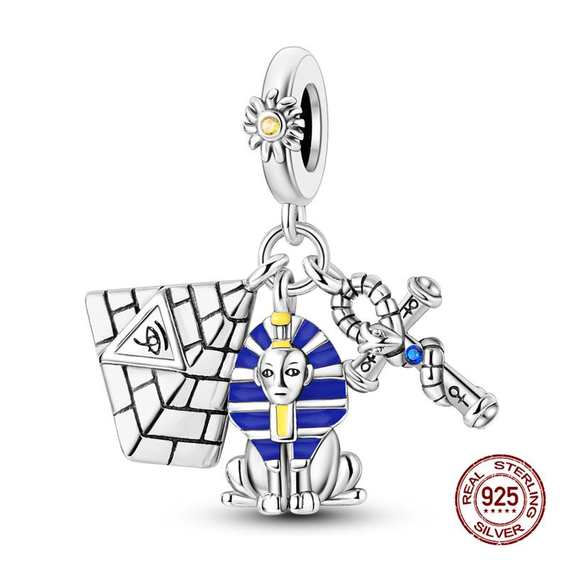 Original Charms Copper Pyramid Demon Eye Charms Beads Fits 3Mm Original Bracelets Necklace Women Diy Fine Jewelry