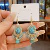 Bohemian Ethnic-Style Handmade Turquoise Earrings for Women - Luxurious Autumn/Winter Ear Hooks