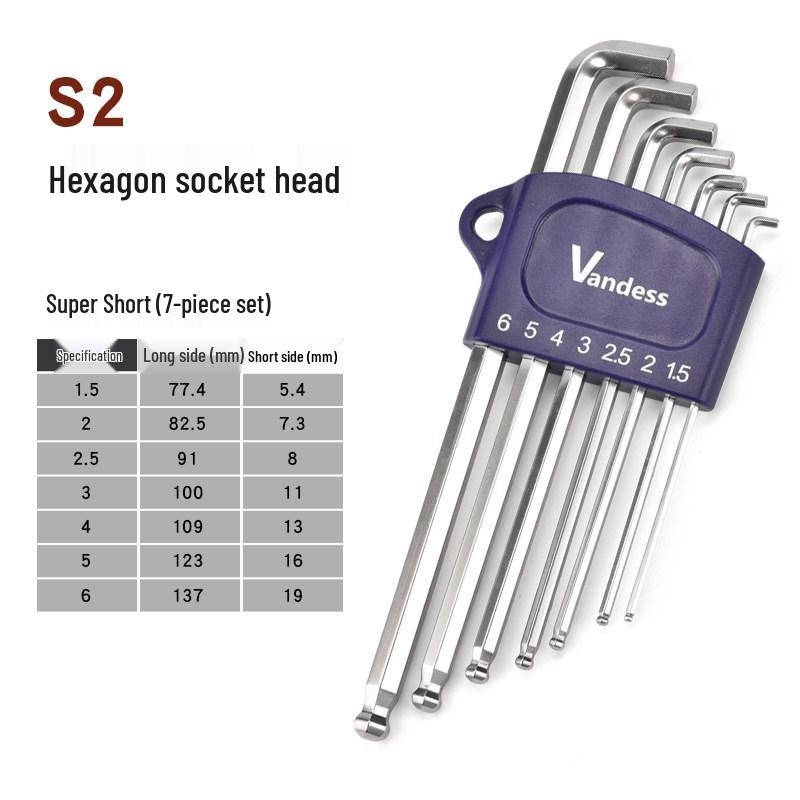 Compact L-Shaped Metric Hex Key Set with Ball Head for Tight Spaces