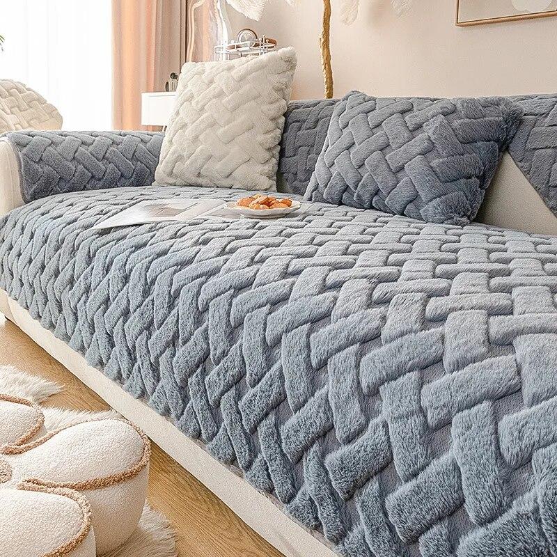 

Утолщенное плюшевое полотенце для дивана, однотонное универсальное покрытие для дивана, мягкие нескользящие комбинированные чехлы для дивана, коврик для дивана для гостиной 70x180cm 1pcs