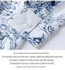 2026 Spring Women's Blue & White Porcelain Stand Collar Long Sleeve Shirt, Chinese Style, Slim Fit, Pure Cotton