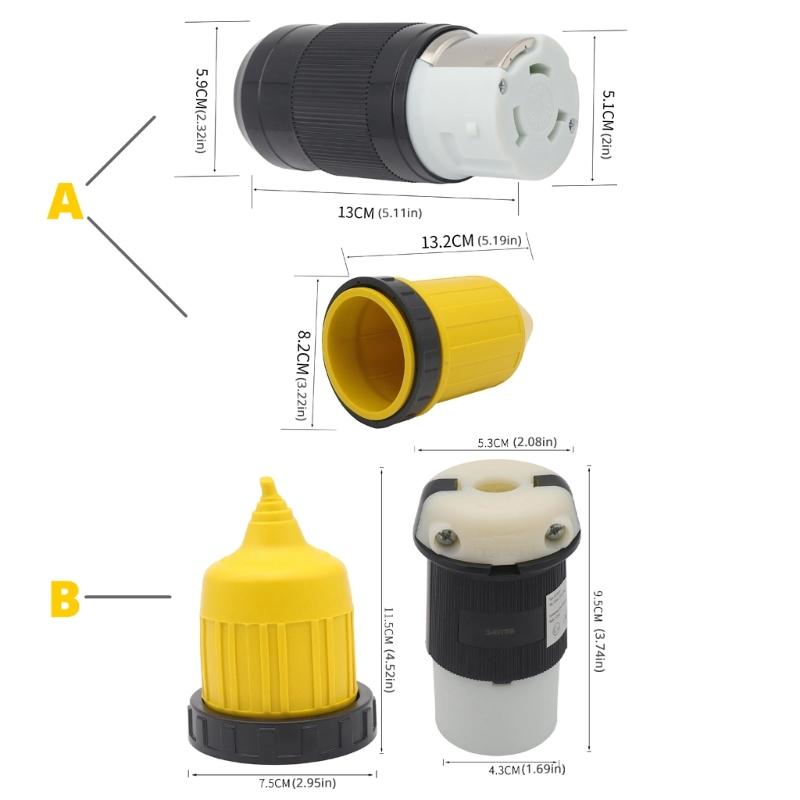 RVs Power Cord Twist Lock Plug with Boot Locking Cover 50A 125V 3.5A RVs Cord Connector Locking Plug Replacement Inlet