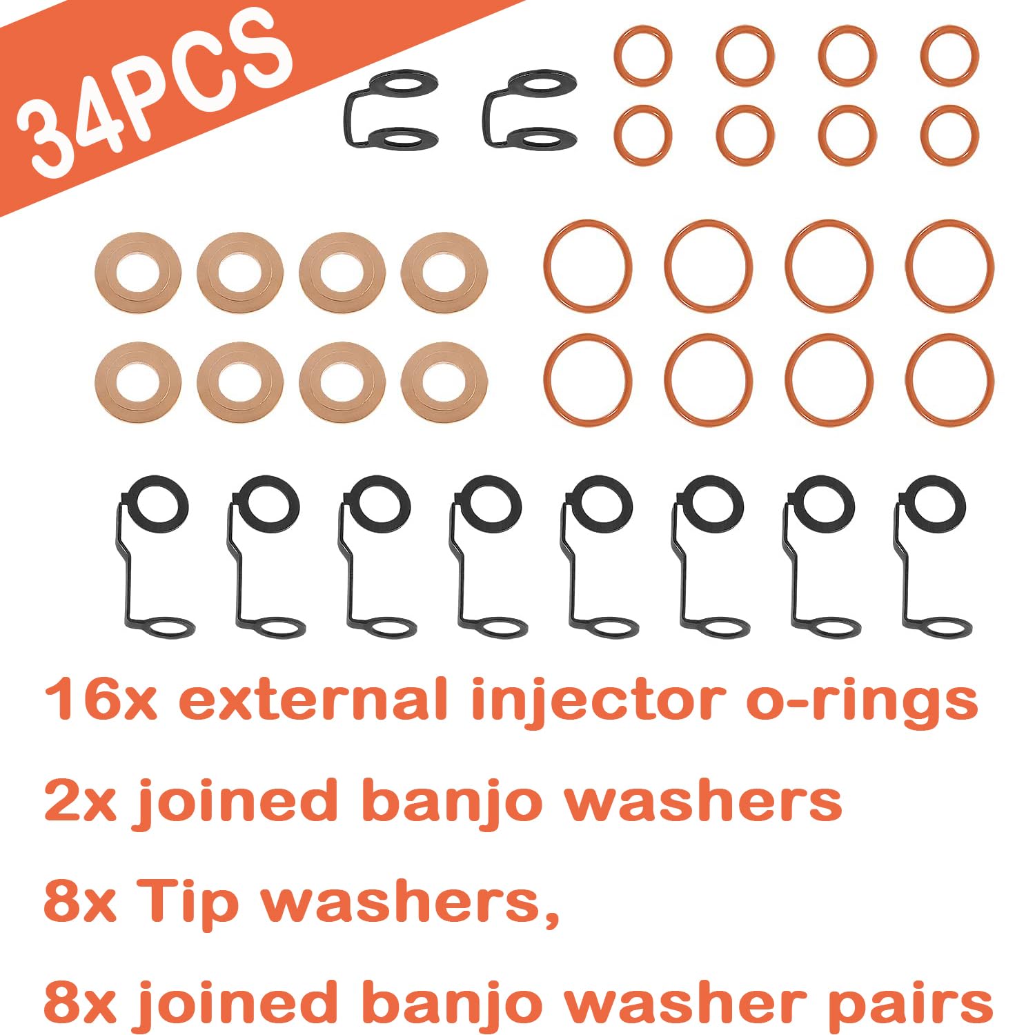 

Diesel Fuel Injector Installation/Return Line Install Kit with O-Rings for 2001-2004 Chevy GMC GM, for Duramax LB7 Fuel injectors