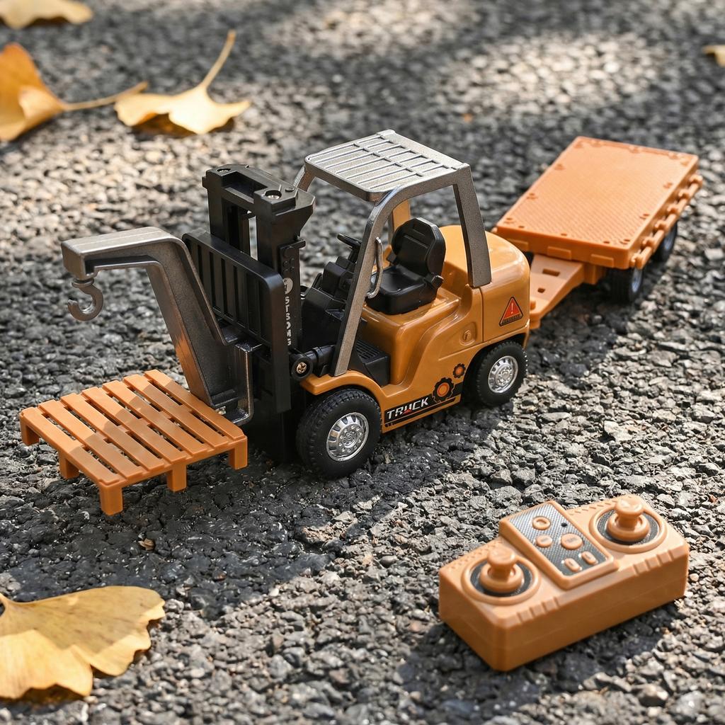 1:64 Forklift Crane Mini Remote Control Variable Speed Alloy Metal Diecast Model Rc Car Home Trendy Computer Desktop Ornaments
